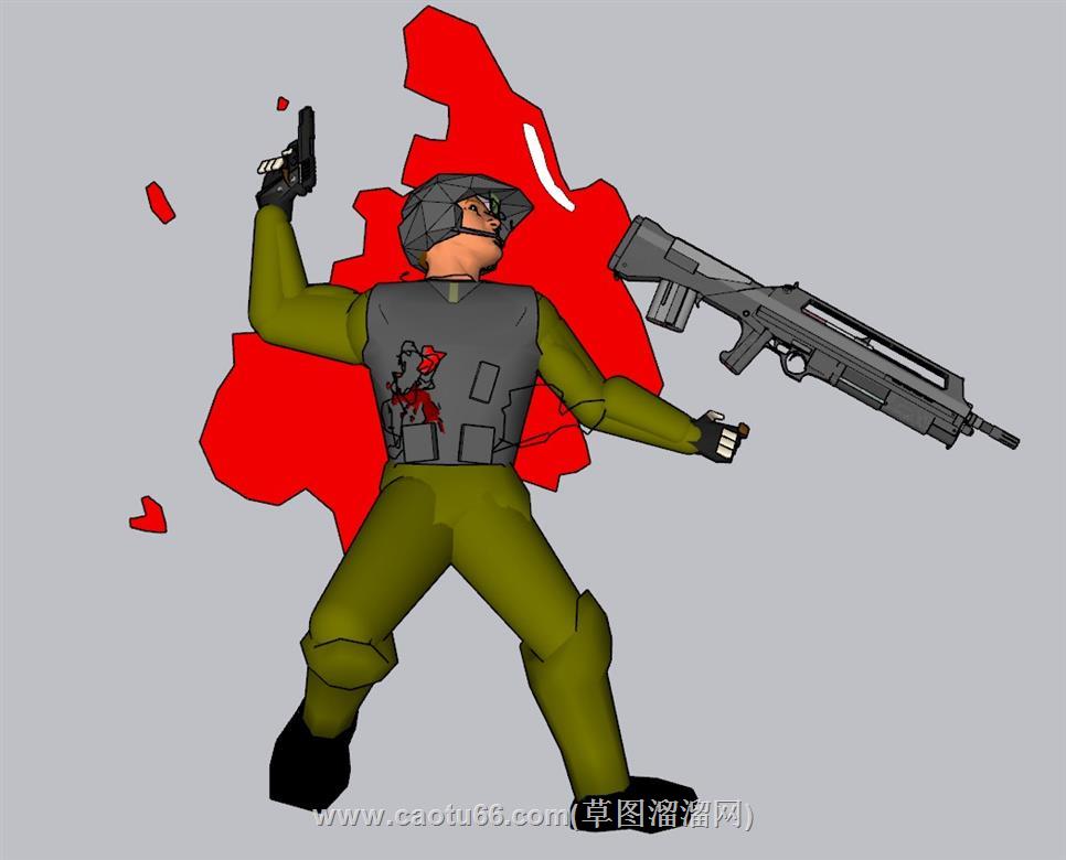 大兵士兵SU模型