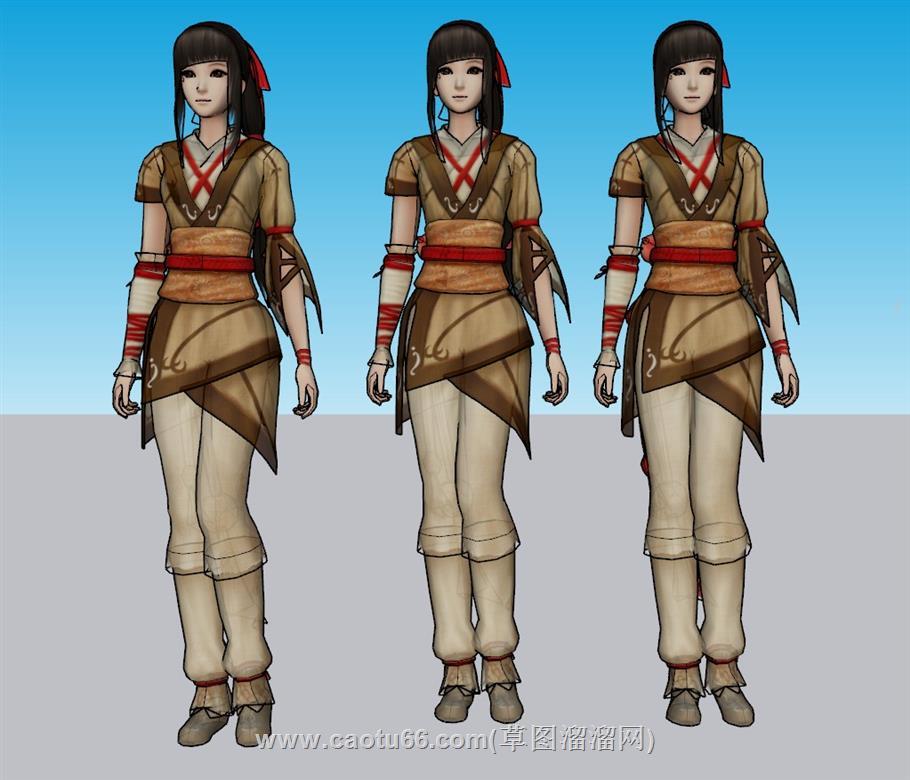 古代美女人物SU模型