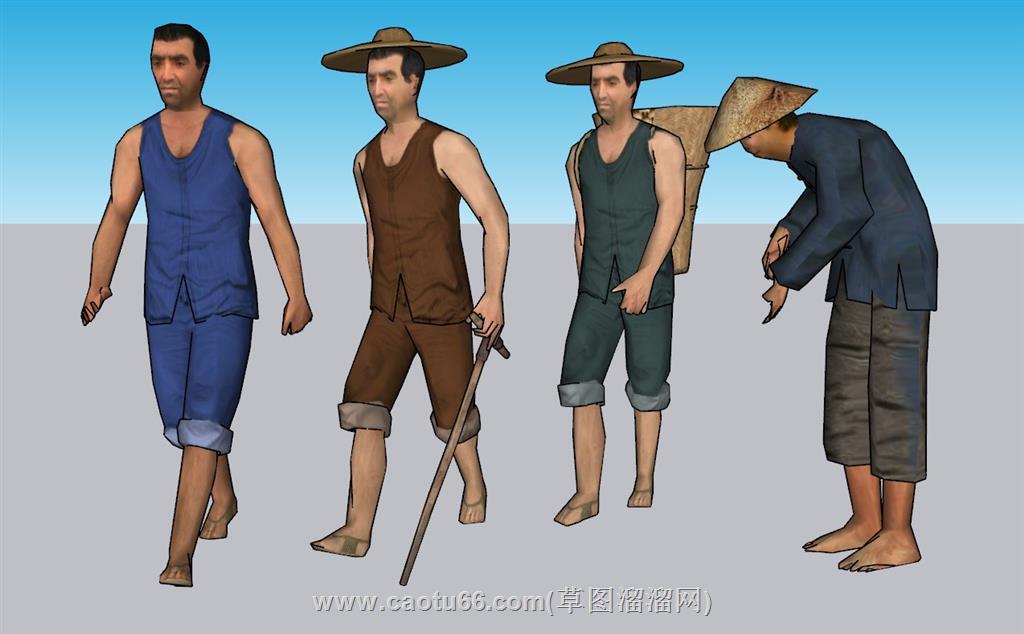男人农民人物SU模型