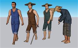 男人农民人物SU模型