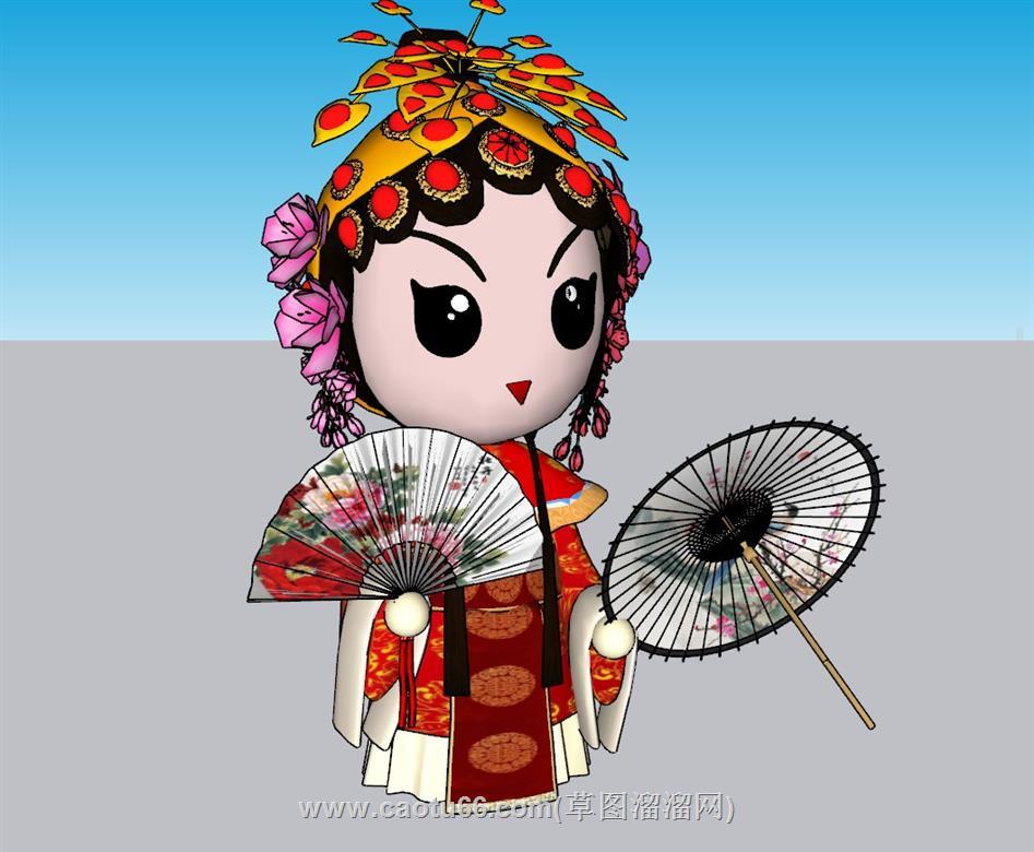 中式京剧花旦SU模型