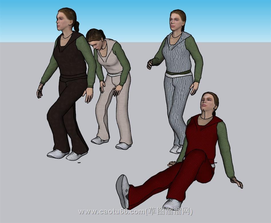 锻炼运动女人SU模型