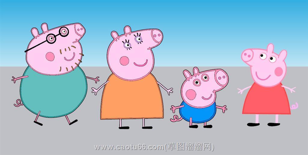 小猪佩奇猪爸爸卡通SU模型