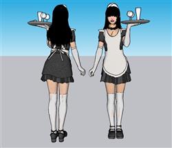女仆美女人物SU模型