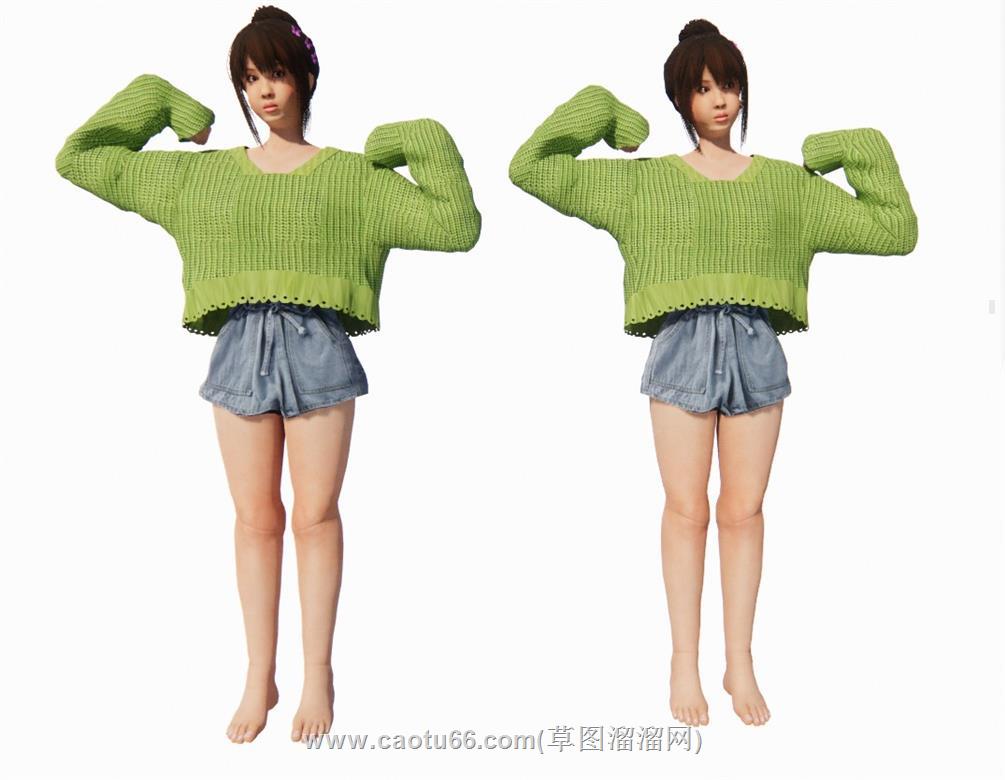 绿茶妹美女人物SU模型