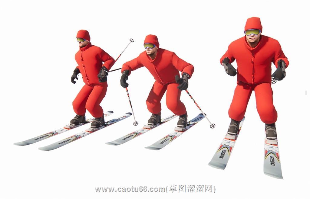 滑雪运动员人物SU模型