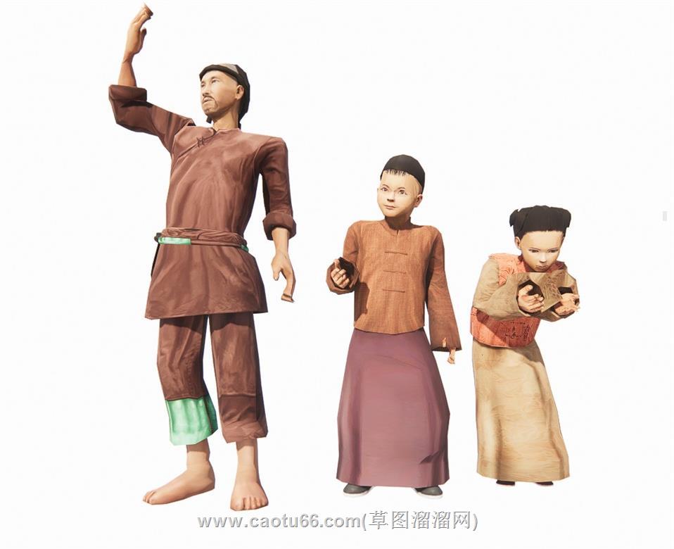 古代人物大人SU模型