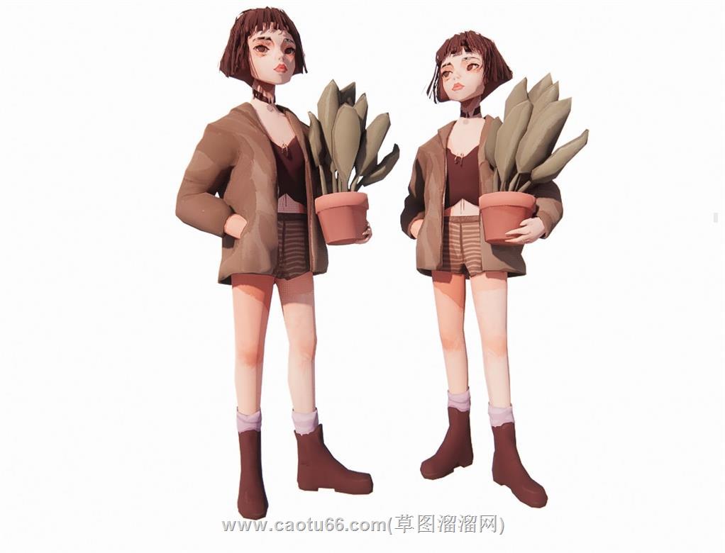 短发少女美女SU模型