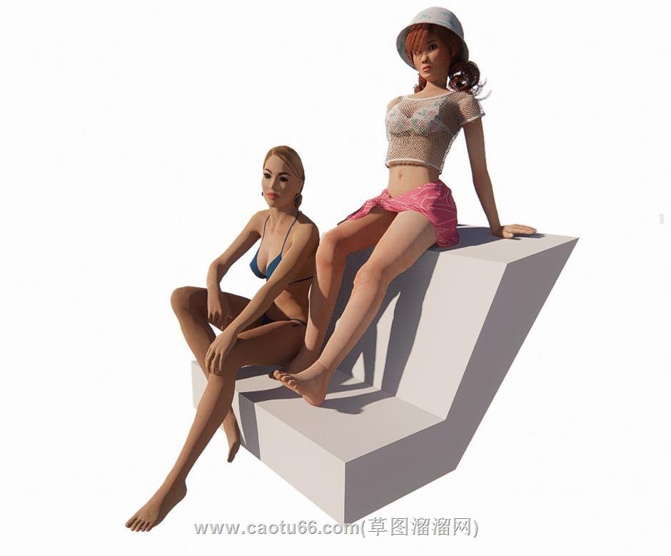 美女比基尼人物SU模型