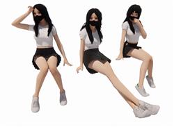 戴口罩美女人物SU模型