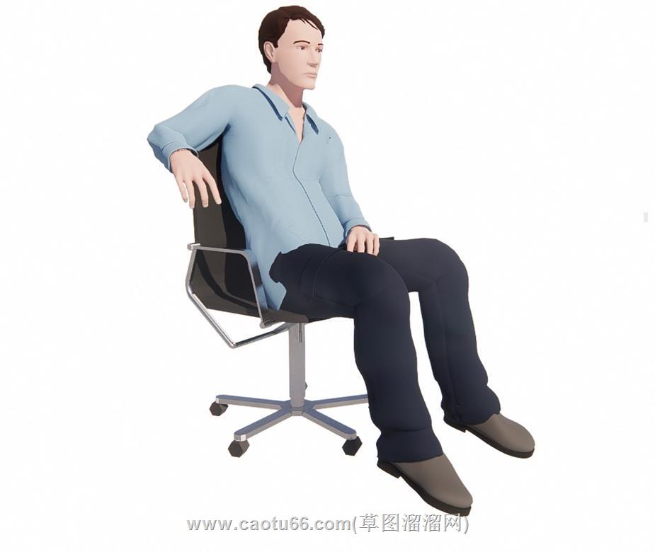 坐姿男人帅哥SU模型