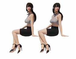 坐姿美女人物SU模型