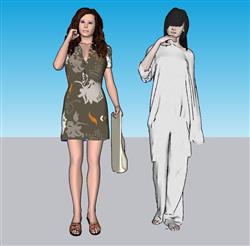 美女人物SU模型