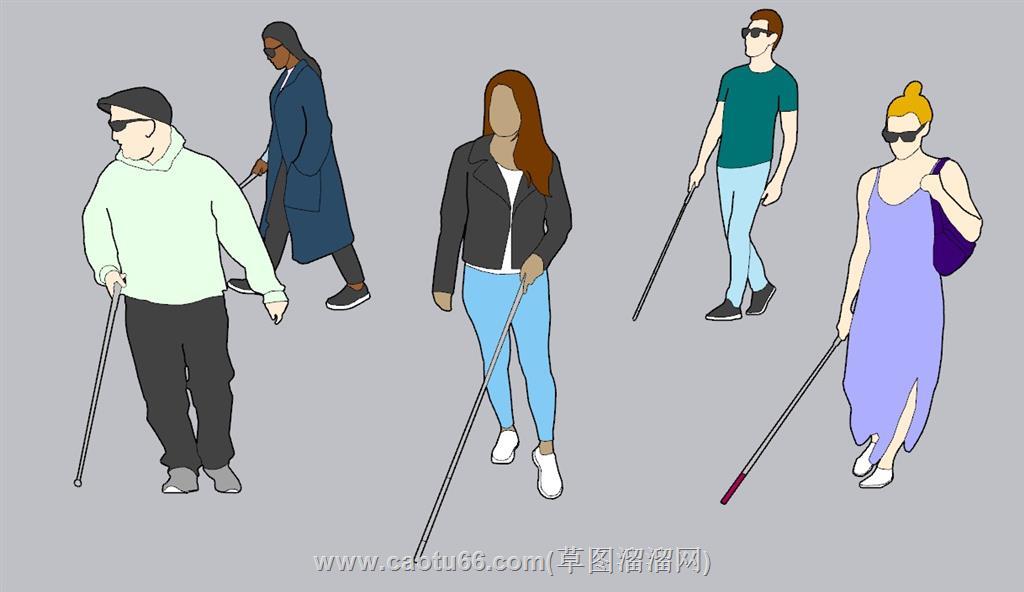 2D盲人人物SU模型