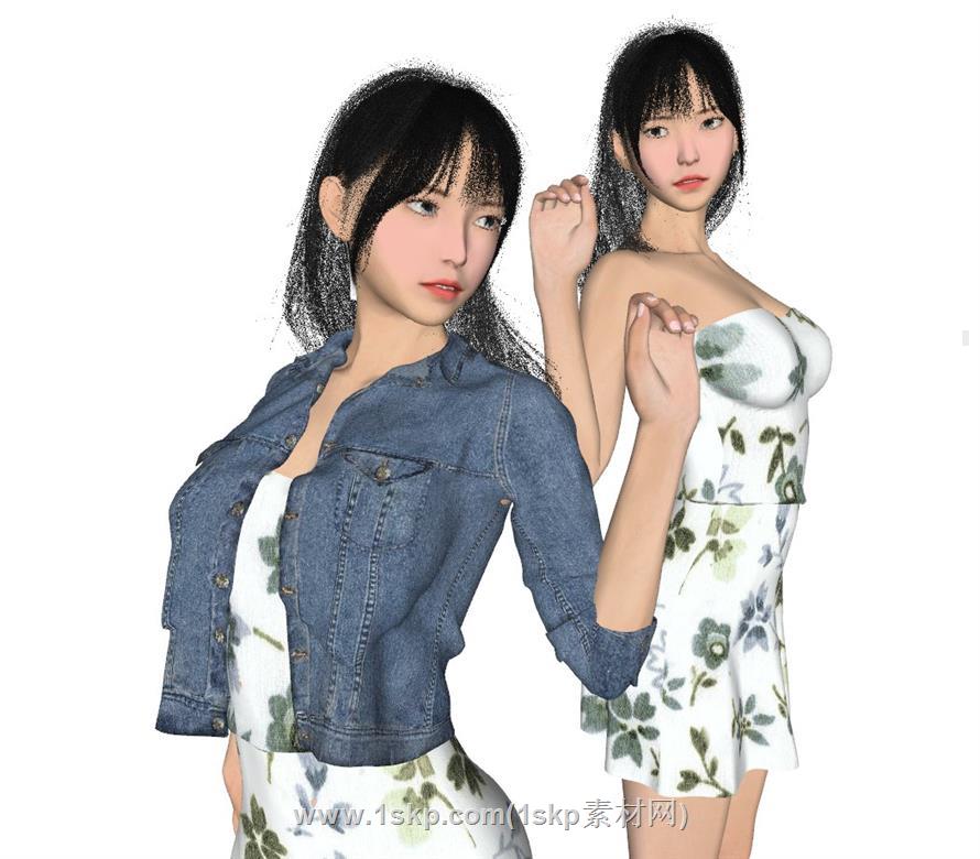 美女人物SU模型