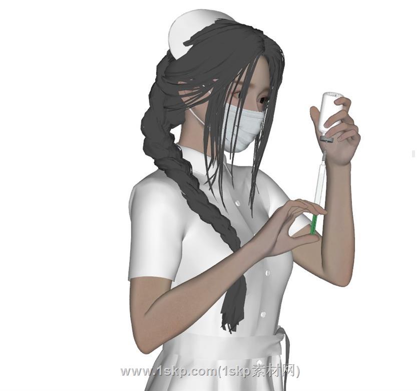 美女护士人物SU模型