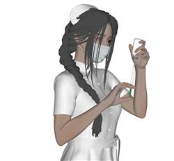 美女护士人物SU模型