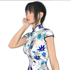 旗袍美女人物SU模型