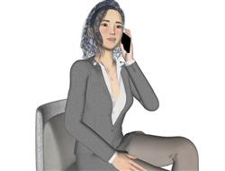 美女秘书商务SU模型