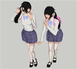 女生背书包美女SU模型 免费sketchup模型下载