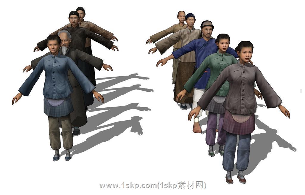 古代清朝人物SU模型