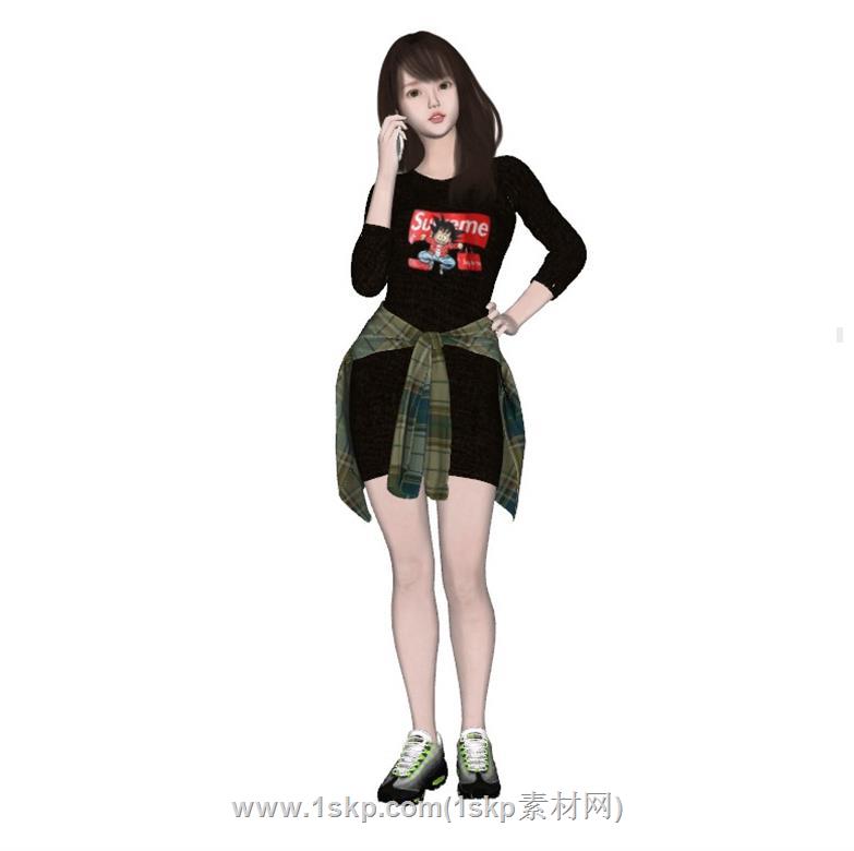 美女人物女生SU模型