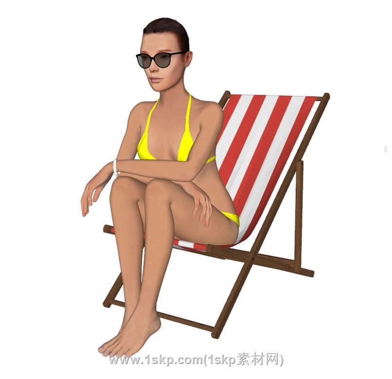 坐姿美女比基尼SU模型
