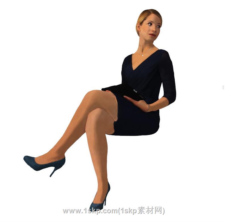 美女坐姿人物SU模型