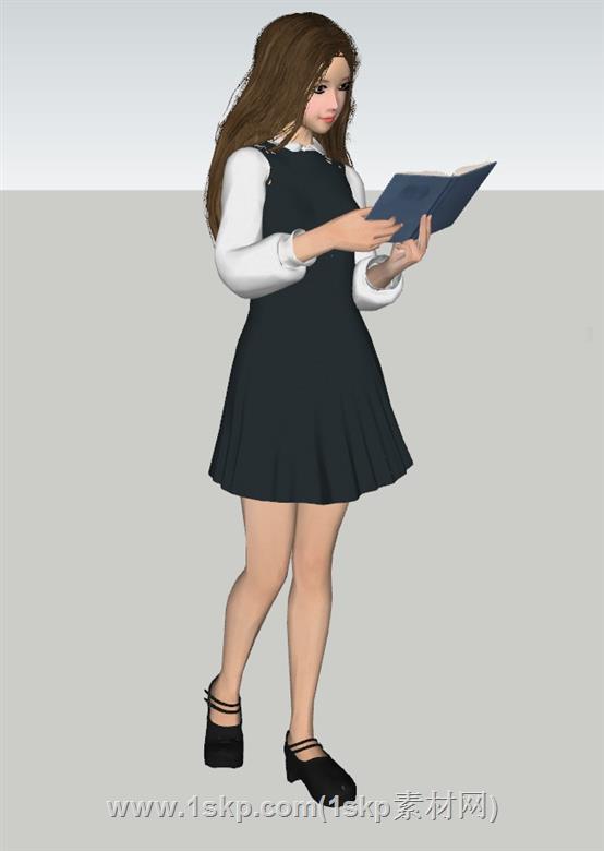 女人看书美女SU模型