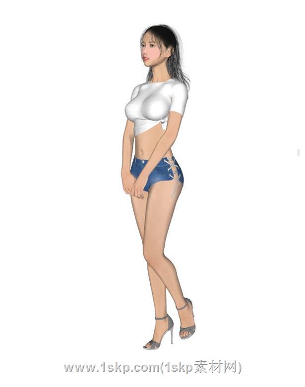 美女模特少女SU模型
