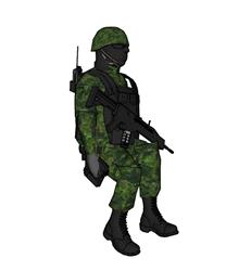坐姿士兵军人SU模型