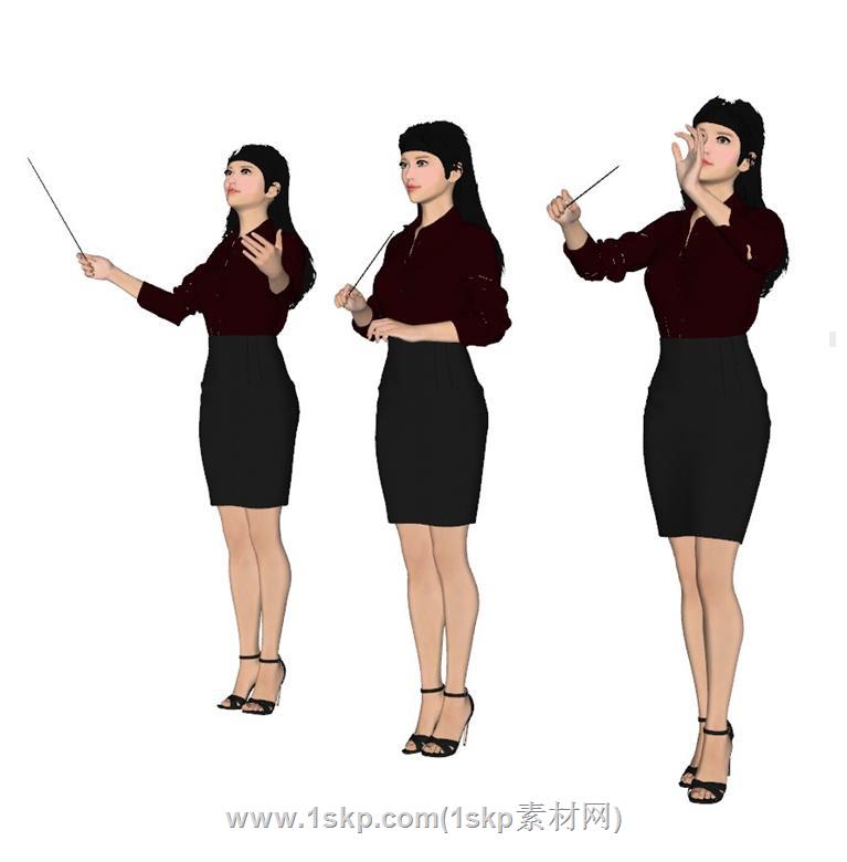 音乐指挥美女SU模型