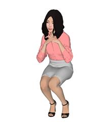 坐姿女人美女SU模型 免费sketchup模型下载