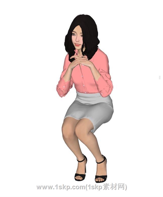 坐姿女人美女SU模型