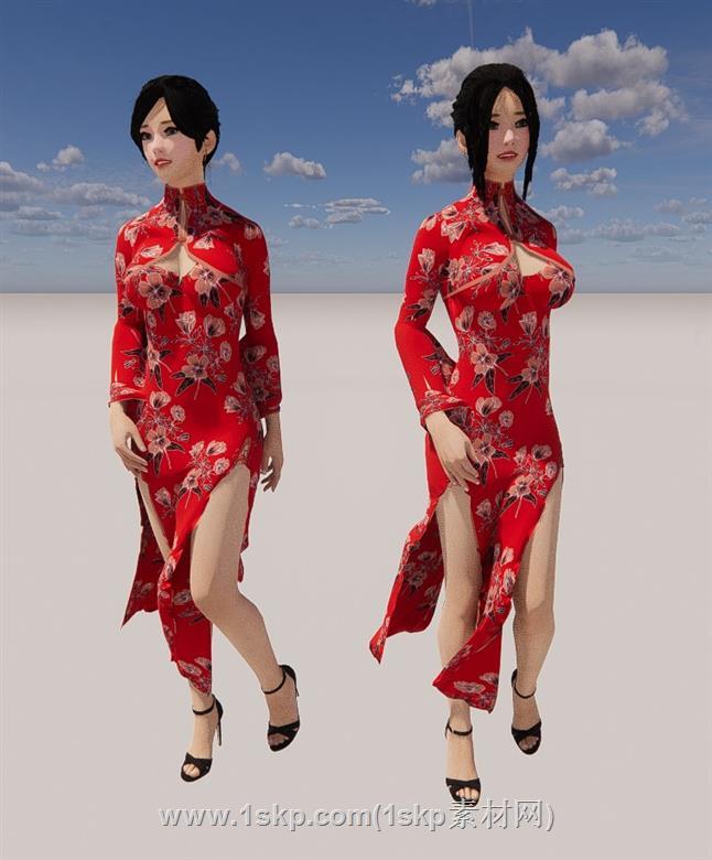 旗袍美女人物SU模型