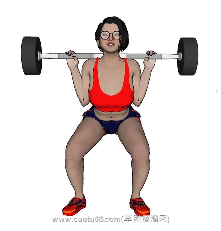 举重女人美女SU模型