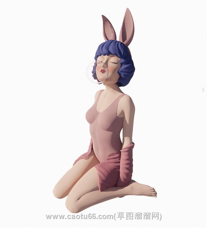 卡通女孩雕塑SU模型