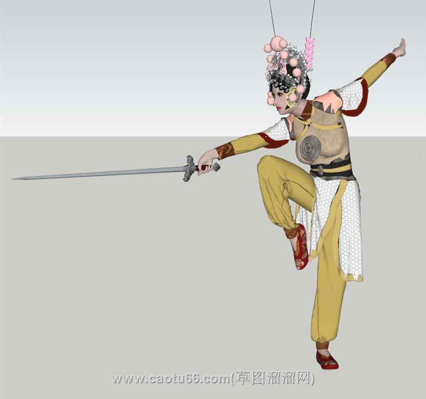 京剧舞剑人物SU模型