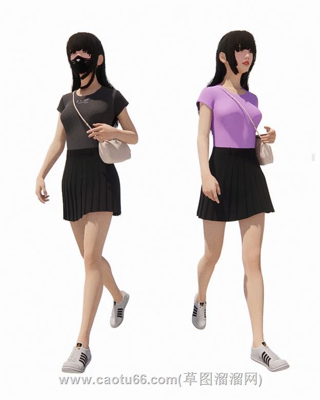 美女人物SU模型