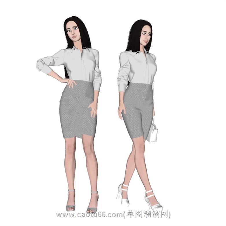 美女人物SU模型
