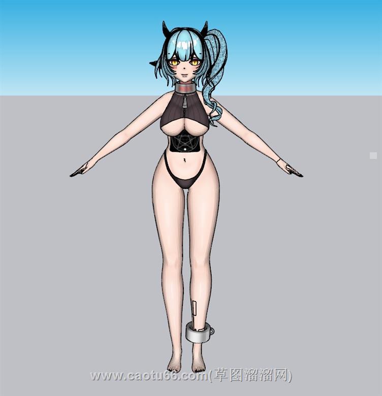 卡通美女人物SU模型