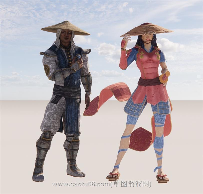 动漫日本武士SU模型