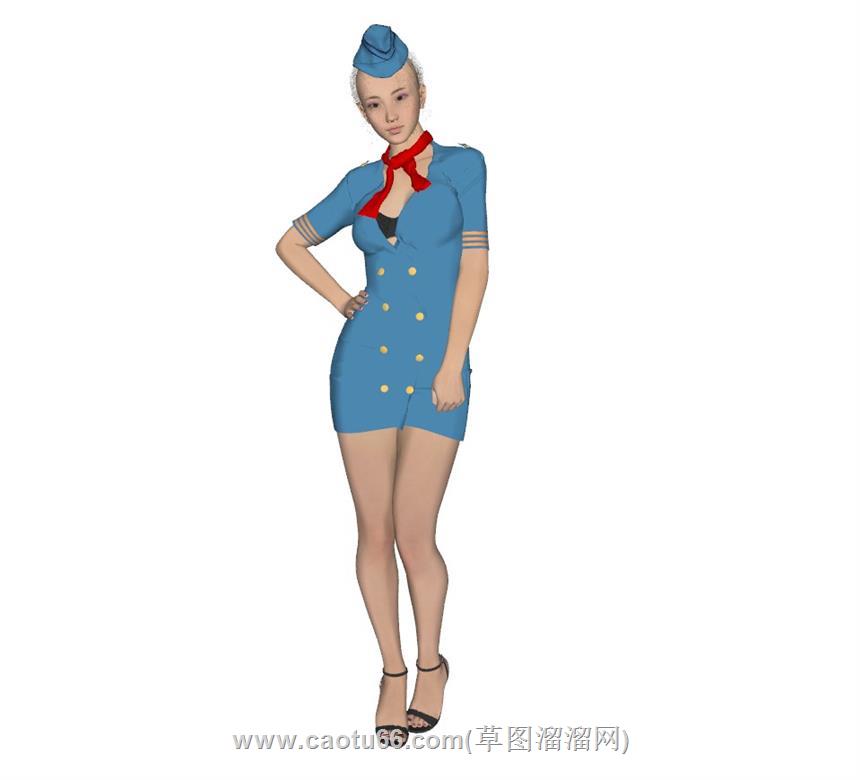 空乘人员空姐SU模型