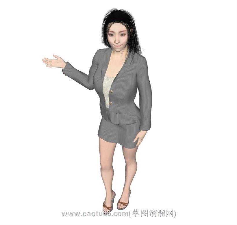 商务美女人物SU模型