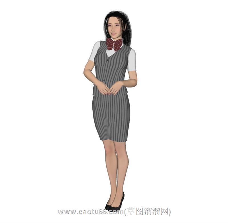 美女接待员女人SU模型