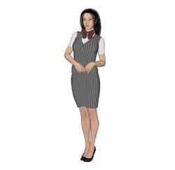 美女接待员女人SU模型