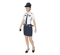 女警美女人物SU模型