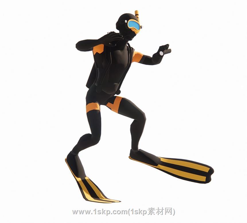 潜水员蛙人人物SU模型