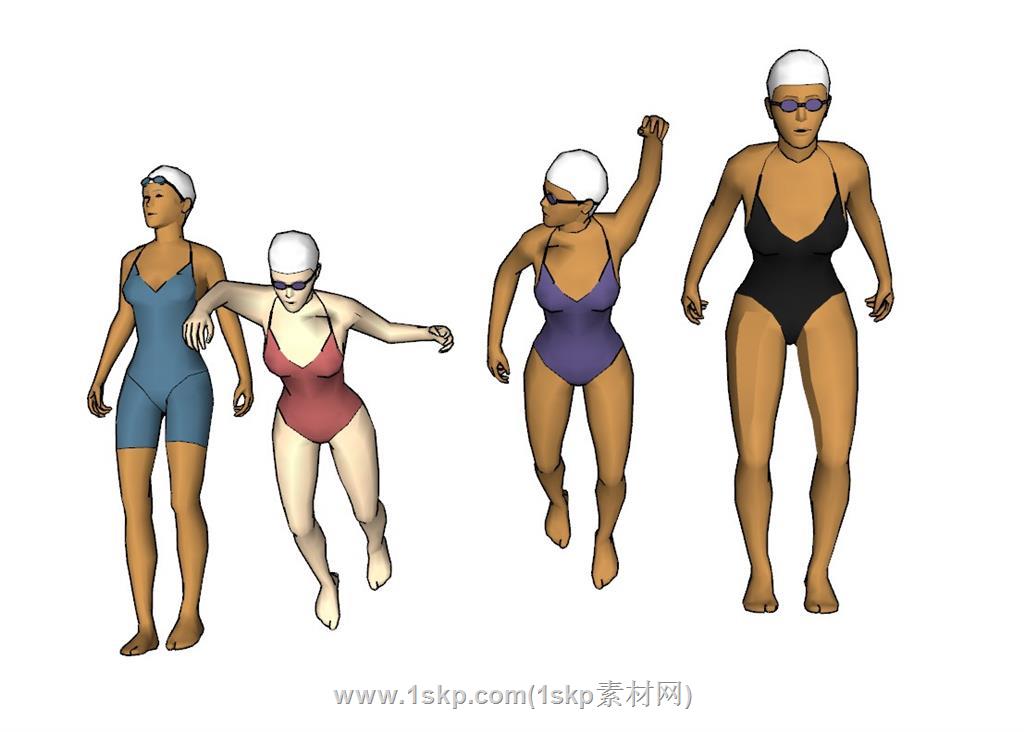 游泳人物SU模型