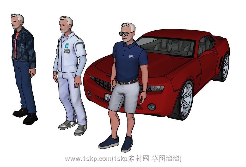 外国人跑车SU模型